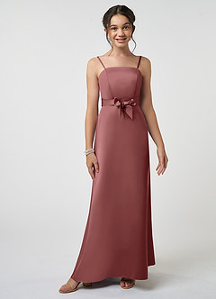 Azazie Anina Junior Amethyst A-Line Bow Stretch Satin Dress image1