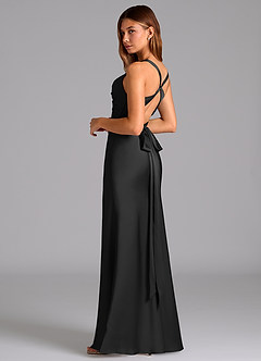 Azazie Hati Bridesmaid Dresses Black Mermaid Stretch Satin Dress image6