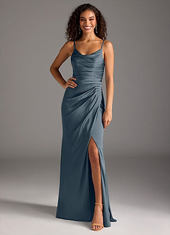 Azazie Deandra Bridesmaid Dresses Twilight Mermaid Pleated Stretch Satin Dress image6
