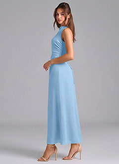 Azazie Evadne Brautjungfernkleider Etui Plissee Chiffon Kleid Puderblau image5