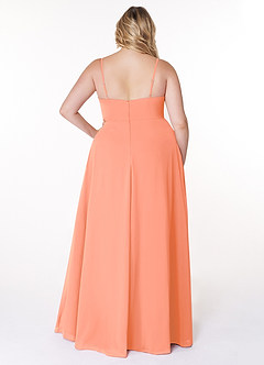Azazie Moira Brautjungfernkleider A-Linie Schaufel Chiffon Kleid Sonnenuntergang image9