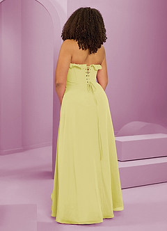 Barbie ♥ Azazie Robes de demoiselle d'honneur Robe Trapèze en Mousseline de soie Encolure en Forme de Cœur Sorbet Citron image13