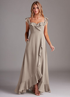 Azazie Lyra Bridesmaid Dresses Frost A-Line Chiffon Convertible Dress image3