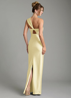 Azazie Margot Brautjungfernkleider Etui One-Shoulder Stretch-Satin Kleid Zitronensorbet image2