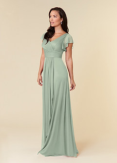 Azazie Reneya Abiti per la Madre della Sposa Abito A-Line in Maglia Plissettato Verde Salvia image2