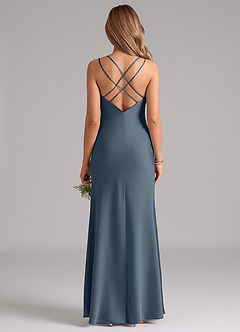Azazie Suttona Robes de demoiselle d'honneur Robe Trapèze en Satin extensible Plissée Violet Crépusculaire image3