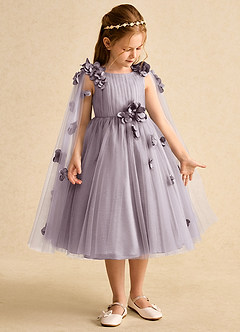 Azazie Staria Flower Girl Dresses Dusk Ball-Gown Ruched Tulle Dress image7