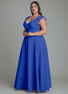 Azazie Leilani Bridesmaid Dresses Royal Blue A-Line Pleated Chiffon Dress image9