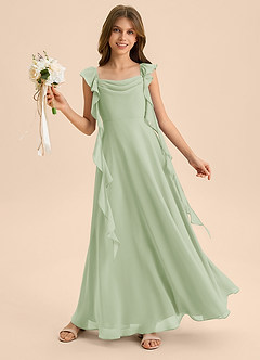 Azazie Carmin Junior Klä av A-Line i Chiffong Rynkad image4