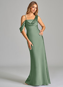 Azazie Celina Brautjungfernkleider Etui Schulterfrei Stretch-Satin Kleid Matcha image1