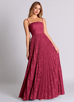 Azazie Mariana Bridesmaid Dresses Burgundy A-Line Strapless Floral Burnout Convertible Dress image7