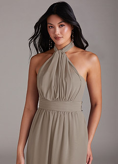 Azazie Lamara Brautjungfernkleider Wandelbar Schulterfrei Chiffon Overall/Jumpsuit Taupe image2