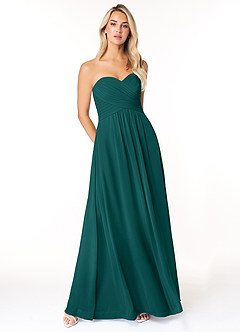 Azazie Yazmin Bridesmaid Dresses Peacock A-Line Sweetheart Neckline Chiffon Convertible Dress image1