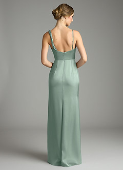 Azazie Samara Bridesmaid Dresses Agave Mermaid Pleated Stretch Satin Dress image2