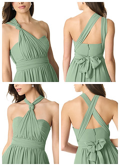 Azazie Olani Jurken voor bruidsmeisjes Converteerbaar Jurk van Chiffon met A-Lijn Off the Shoulder Matcha image7