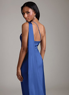 Azazie Galinda Suknie dla druhen Syrena Jedno ramię Satyna elastyczna Do ziemi Sukienka image2