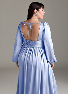Azazie Norah Brautjungfernkleider A-Linie Stretch-Satin Kleid Eis image13