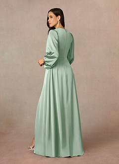 Azazie Luna Mother of the Bride Dresses Agave A-Line Pleated Stretch Satin Dress image10