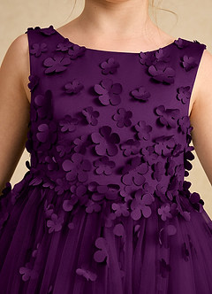 Azazie Lana Flower Girl Dresses Grape A-Line Sleeveless Matte Satin Dress image6