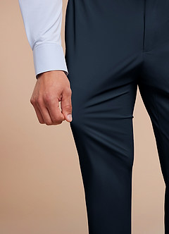 front Vincent Bleu Marine Pantalon habillé structuré et extensible