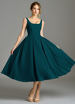 Azazie Amalie Abiti da Damigella Abito A-Line in Chiffon Plissettato Pino image5