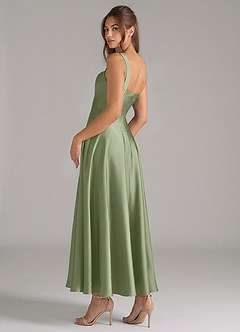 Azazie Shaude Brautjungfernkleider A-Linie Plissee Stretch-Satin Kleid Pistazie image7