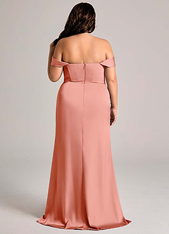 Azazie Johana Vestidos de damas de honor Vestido de Coral de Satén Elástico de Corte Sirena Convertible con Vestidos sin tirantes image11