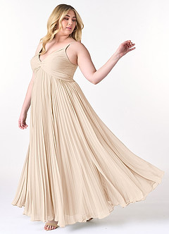 Azazie Raychelle Abiti da Damigella Abito A-Line in Chiffon con Scollo a V Alabastro Bianco image9