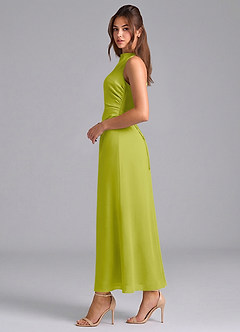 Azazie Evadne Bridesmaid Dresses Lemongrass Sheath Pleated Chiffon Dress image5
