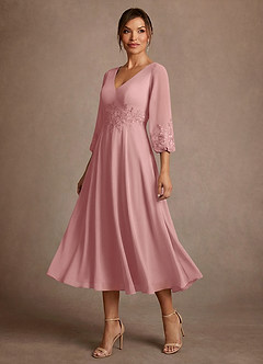 Azazie Ana Mother of the Bride Dresses Dusty Rose A-Line Lace Chiffon Dress image4