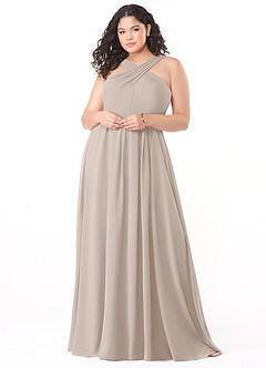 Azazie Dixie Bridesmaid Dresses Frost A-Line Halter Pleated Chiffon Dress image7