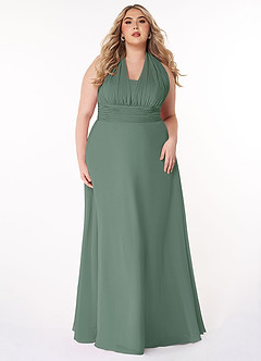 Azazie Fifi Bridesmaid Dresses Eucalyptus A-Line Strapless Chiffon Convertible Dress image12