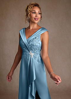 Azazie Santa Monica vestidos de madre de la novia Vestido de Azul Acero de Encaje de Corte en A image5