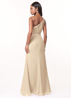 Azazie Liza Bridesmaid Dresses Champagne Mermaid One Shoulder Chiffon Dress image4