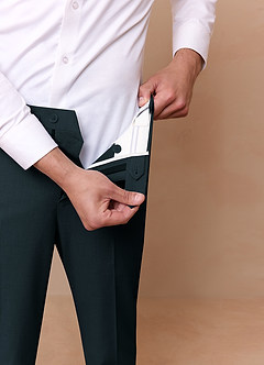 front Savile Dark Green Wool Blend Dress Pants