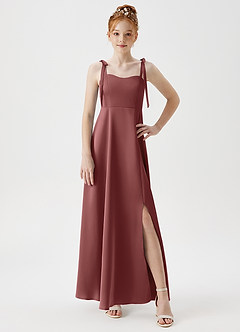 Azazie Rosey Junior Amethyst A-Line Sweetheart Neckline Stretch Satin Dress image5
