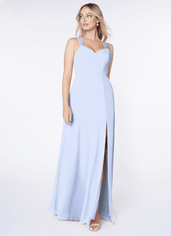 Azazie Jane Final Sale Matcha A-Line V-Neck Pleated Chiffon Dress image3