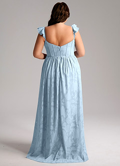 Azazie Denisse Bridesmaid Dresses Sky Blue A-Line Ruched Floral Burnout Dress image8