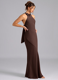 Azazie Velli Bridesmaid Dresses Ganache Mermaid High Neck Chiffon Dress image4
