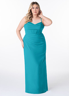 Azazie Mai Bridesmaid Dresses Jade Sheath Pleated Chiffon Dress image7