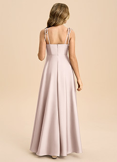 Azazie Popsy Junior Blushing Pink A-Line Bow Stretch Satin Dress image2