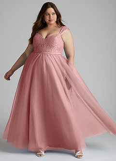 Azazie Luxi Bridesmaid Dresses Dusty Rose A-Line Pleated Tulle Dress image8