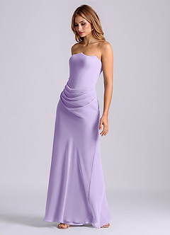 Azazie Debby Bridesmaid Dresses Lilac Mermaid Strapless Chiffon Dress image3