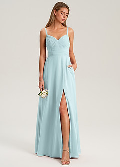 Azazie Terese Bridesmaid Dresses Mist A-Line Pleated Chiffon Dress image3