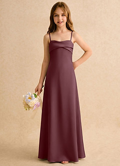 Azazie Mirabella Girls Formal vestidos de niña de las flores Vestido Sangrado de Satén Elástico de Recto con Escote corazón image5
