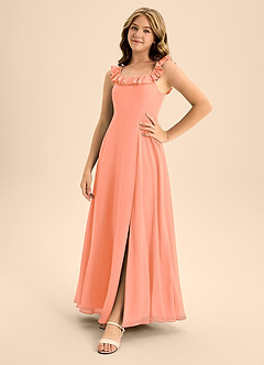 Azazie Callie Junior Sunset A-Line Ruched Chiffon Dress image2