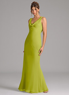 Azazie Rylina Bridesmaid Dresses Lemongrass Mermaid Pleated Chiffon Dress image4