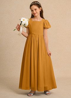 Azazie Joss Flower Girl Dresses Butterscotch A-Line with Sleeves Chiffon Dress image9