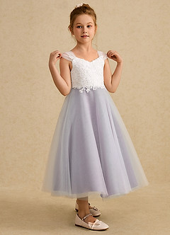 Azazie Momo Flower Girl Dresses Ivory Wisteria A-Line Lace Dress image5