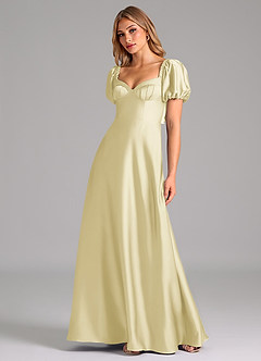 Azazie Fatima 신부 들러리 드레스 A라인 스윗하트 네크라인 스트레치 새틴 바닥 길이 드레스 image4